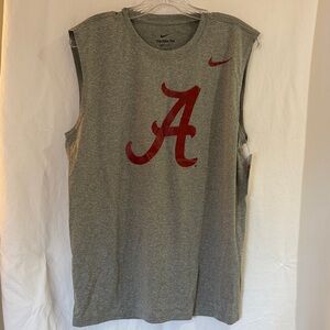 Nike Dri-Fit Heather Gray Sleeveless Top with Alabama logo.